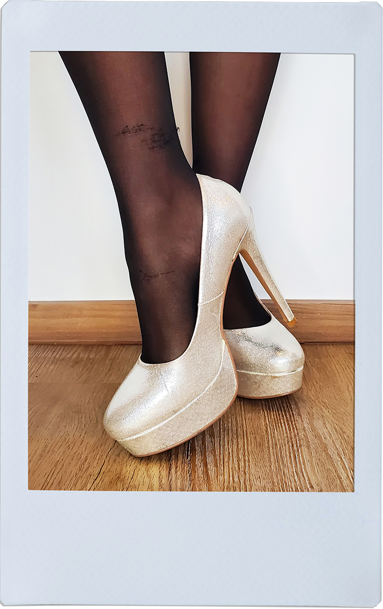 Silver High Heels - Dorothy Garynor